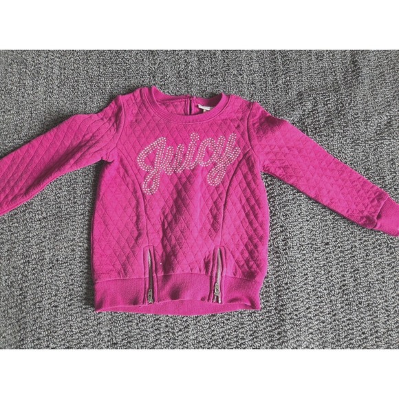 Juicy Couture Girls 3T Purple Pink Quilted Pullover Sweatshirt Rhinestone Logo - Picture 1 of 6